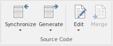 Part of the Code ribbon in Sparx Systems Enterprise Architect.