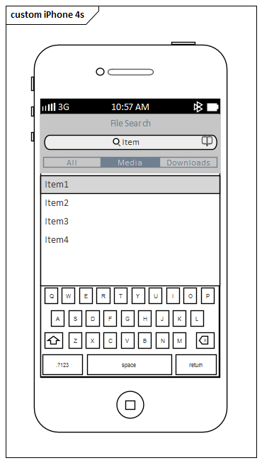 Example iPhone 4s Wireframe (vertical aspect) in Sparx Systems Enterprise Architect