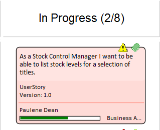 A single user story element shown on a Kanban Diagram in Sparx Systems Enterprise Architect.