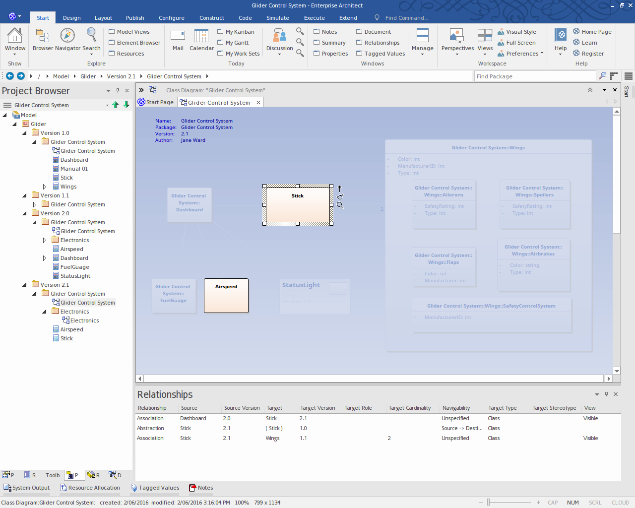 An example of Time Aware Modeling in Sparx Systems Enterprise Architect.
