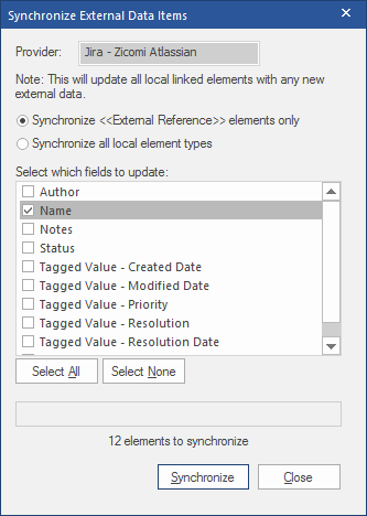 Synchronize all local linked elements with changes from an external data provider