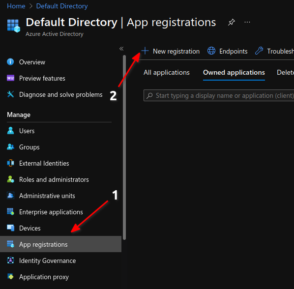 Shows how to create a new App Registration in Azure