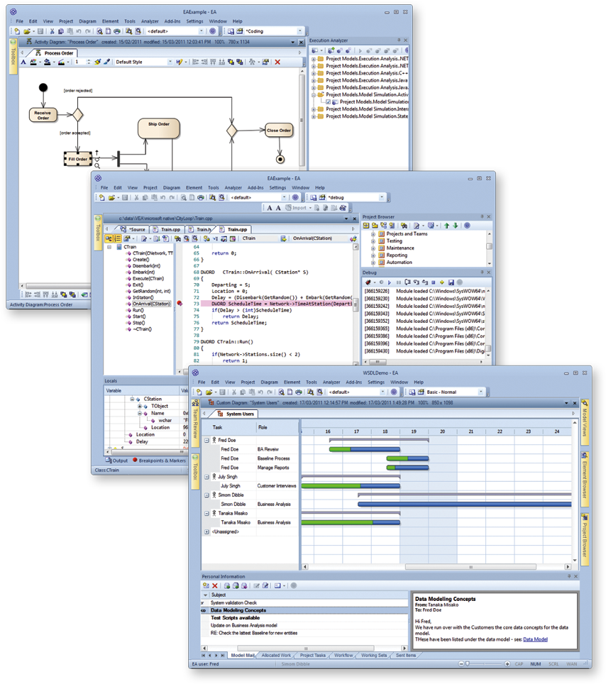 Examples of State machines, Gantt Charts and Code Engineering