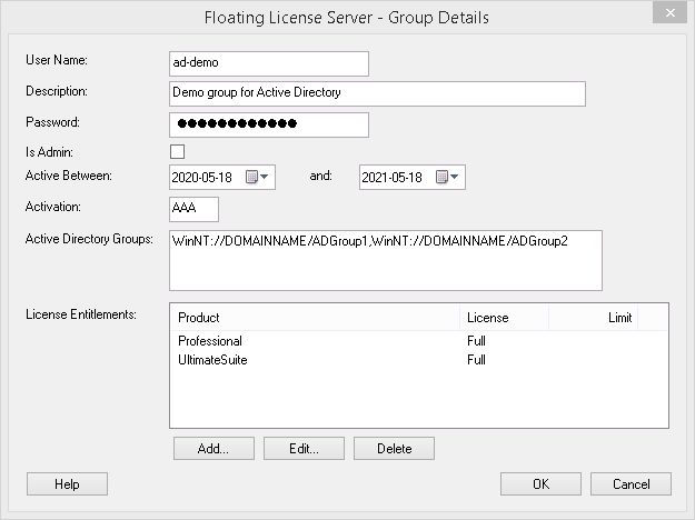 Group configured to use Active Directory